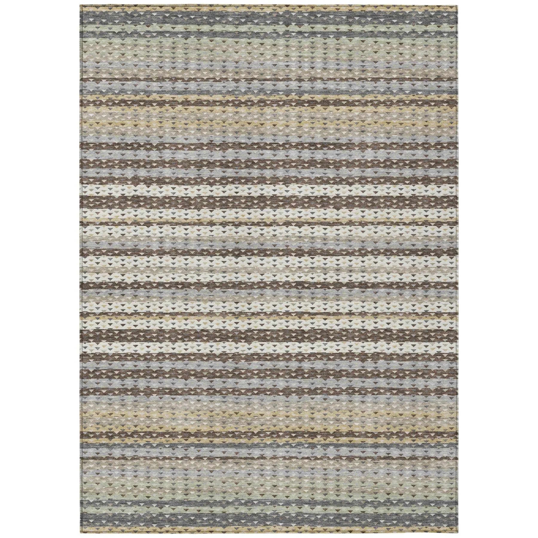 10' X 14' Coffee And Brown Striped Washable Indoor Outdoor Area Rug Homeroots Outdoor