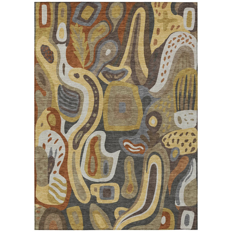 10' X 14' Coffee And Chocolate Abstract Washable Indoor Outdoor Area Rug Homeroots Outdoor