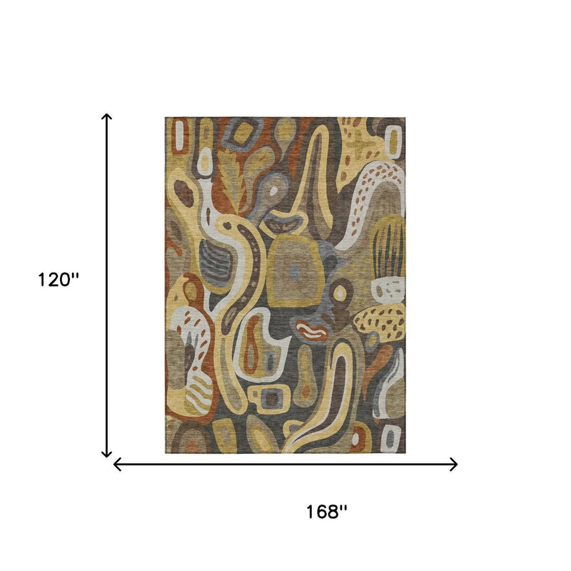 10' X 14' Coffee And Chocolate Abstract Washable Indoor Outdoor Area Rug Homeroots Outdoor