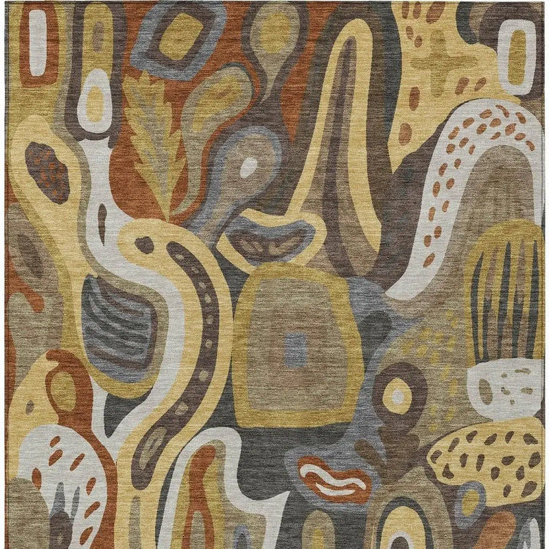 10' X 14' Coffee And Chocolate Abstract Washable Indoor Outdoor Area Rug Homeroots Outdoor