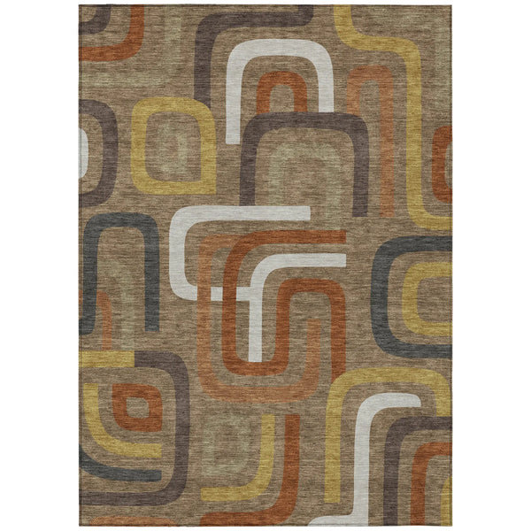 10' X 14' Coffee And Chocolate Geometric Washable Indoor Outdoor Area Rug Homeroots Outdoor