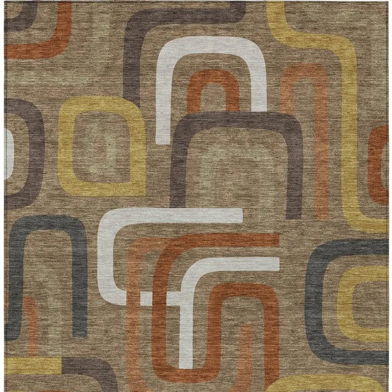 10' X 14' Coffee And Chocolate Geometric Washable Indoor Outdoor Area Rug Homeroots Outdoor