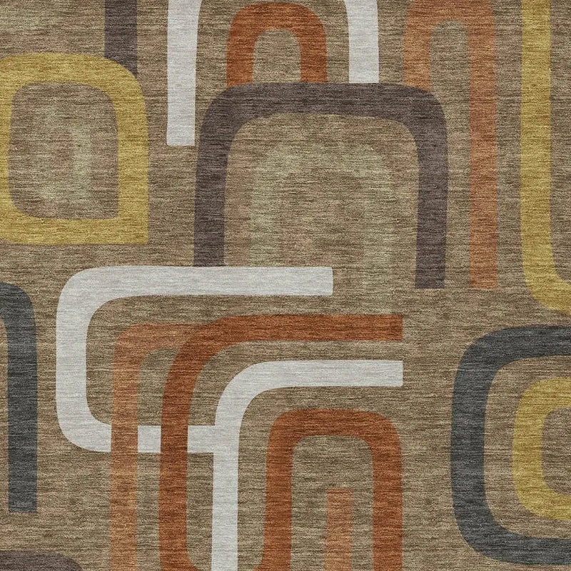 10' X 14' Coffee And Chocolate Geometric Washable Indoor Outdoor Area Rug Homeroots Outdoor