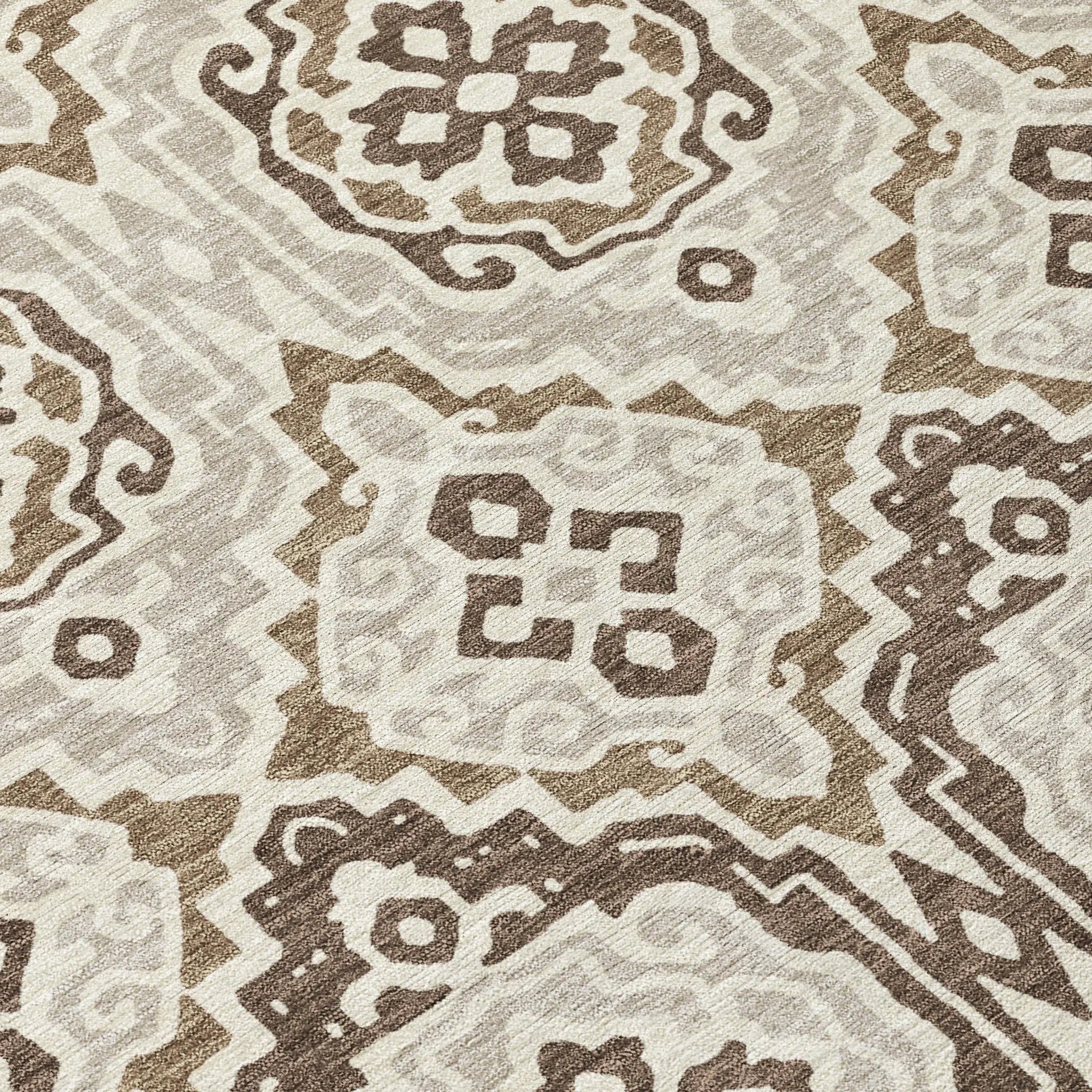 10' X 14' Coffee And Gray Tribal Washable Indoor Outdoor Area Rug Homeroots Outdoor