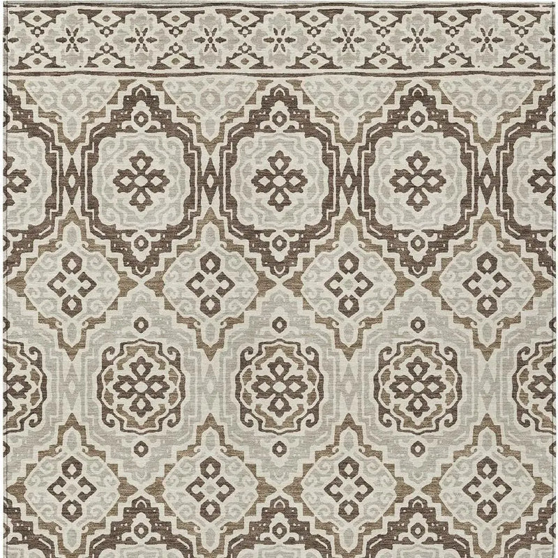 10' X 14' Coffee And Gray Tribal Washable Indoor Outdoor Area Rug Homeroots Outdoor