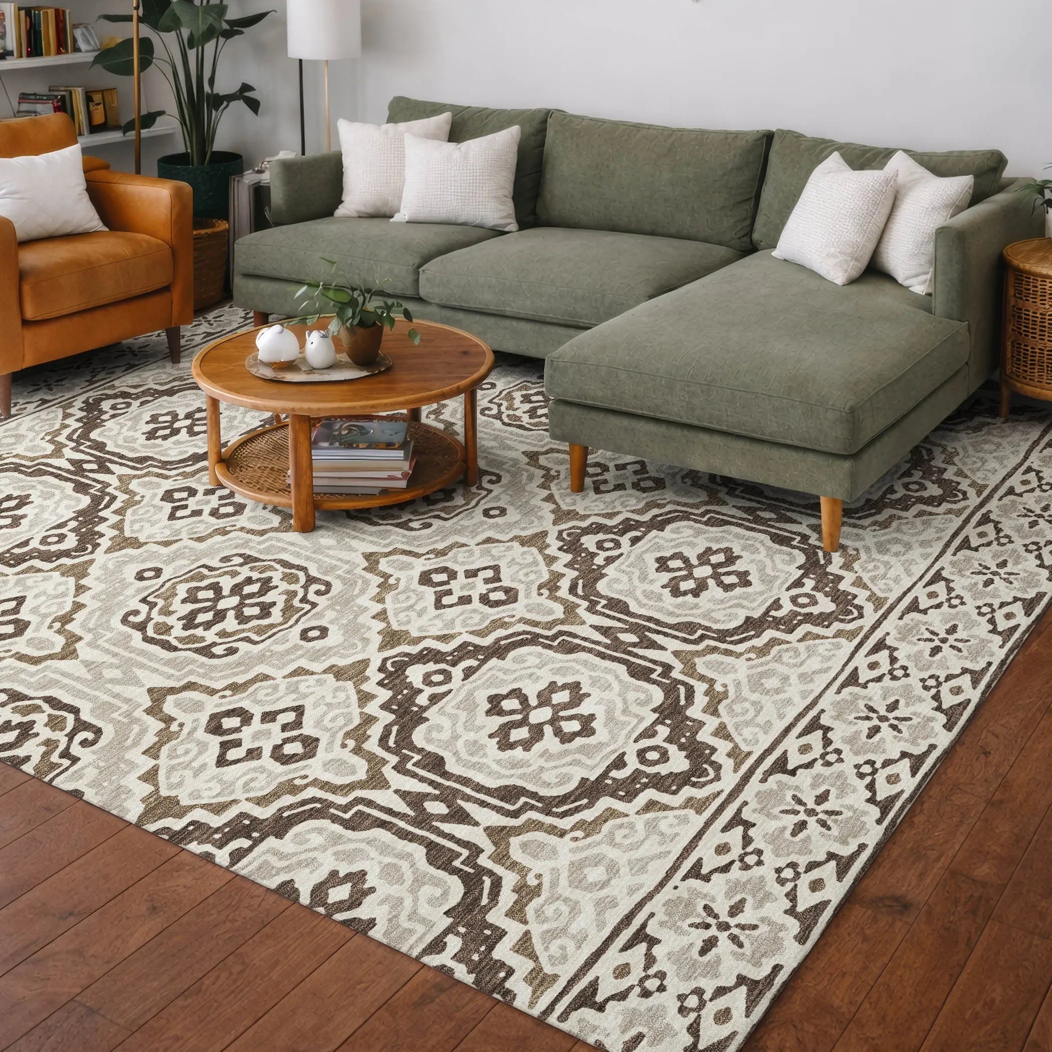 10' X 14' Coffee And Gray Tribal Washable Indoor Outdoor Area Rug Homeroots Outdoor