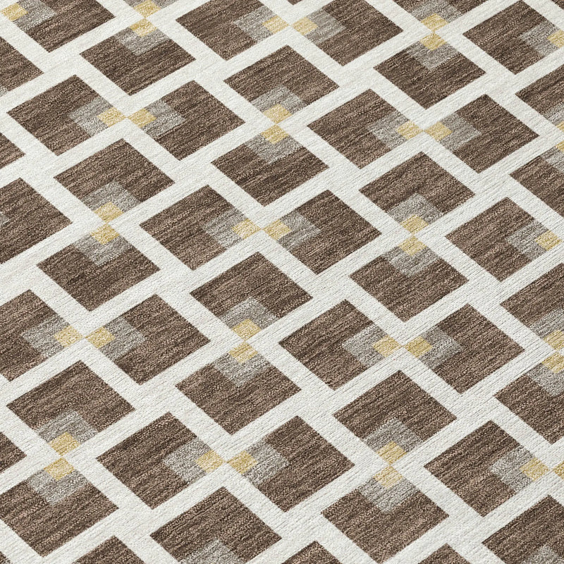10' X 14' Coffee And Ivory Geometric Washable Indoor Outdoor Area Rug Homeroots Outdoor