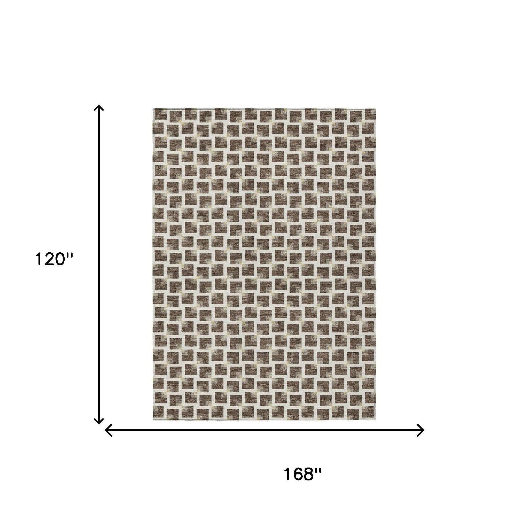 10' X 14' Coffee And Ivory Geometric Washable Indoor Outdoor Area Rug Homeroots Outdoor