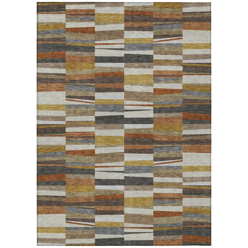 10' X 14' Coffee And Ivory Striped Washable Indoor Outdoor Area Rug Homeroots Outdoor