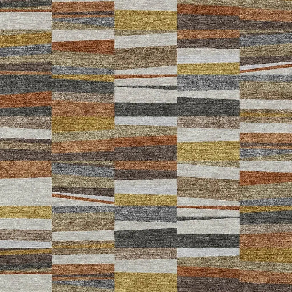 10' X 14' Coffee And Ivory Striped Washable Indoor Outdoor Area Rug Homeroots Outdoor