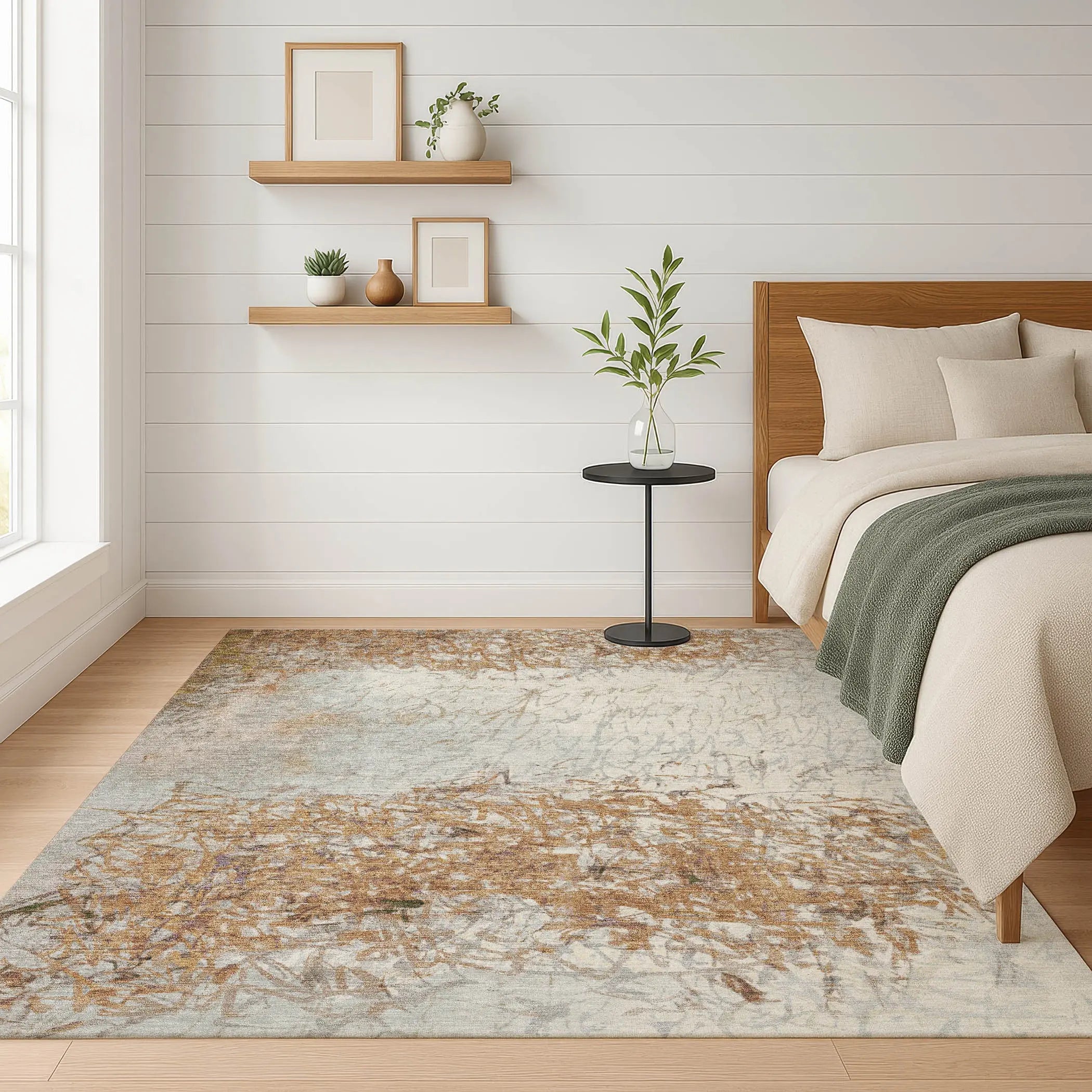 10' X 14' Copper And Beige Abstract Washable Indoor Outdoor Area Rug Homeroots Outdoor
