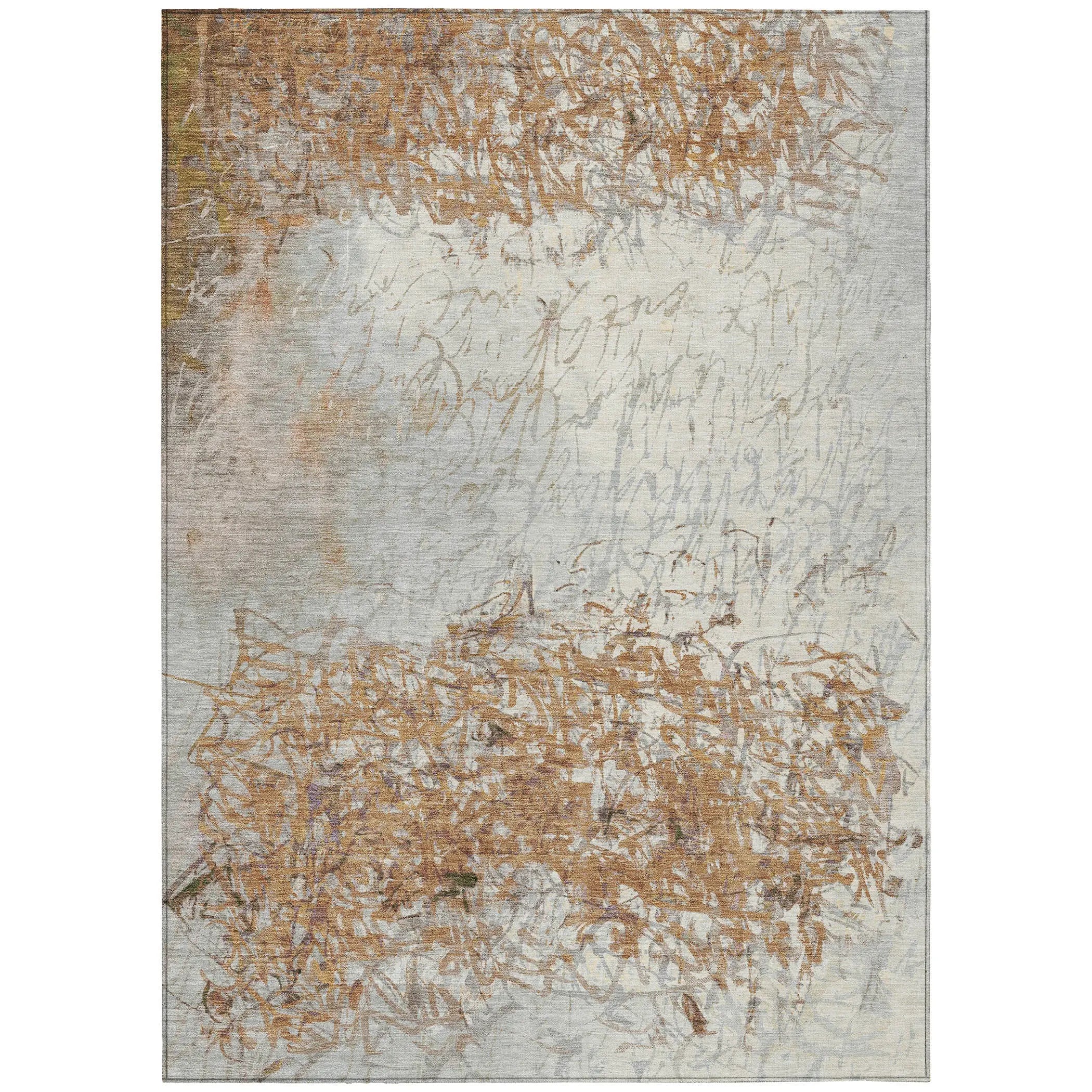 10' X 14' Copper And Beige Abstract Washable Indoor Outdoor Area Rug Homeroots Outdoor