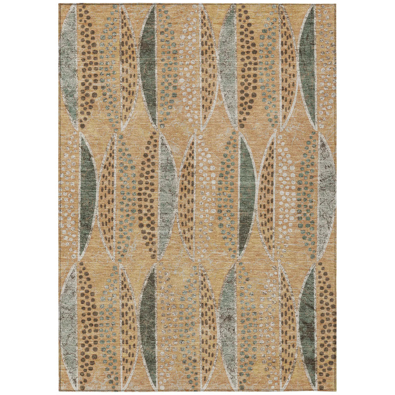 10' X 14' Copper And Beige Geometric Washable Indoor Outdoor Area Rug Homeroots Outdoor