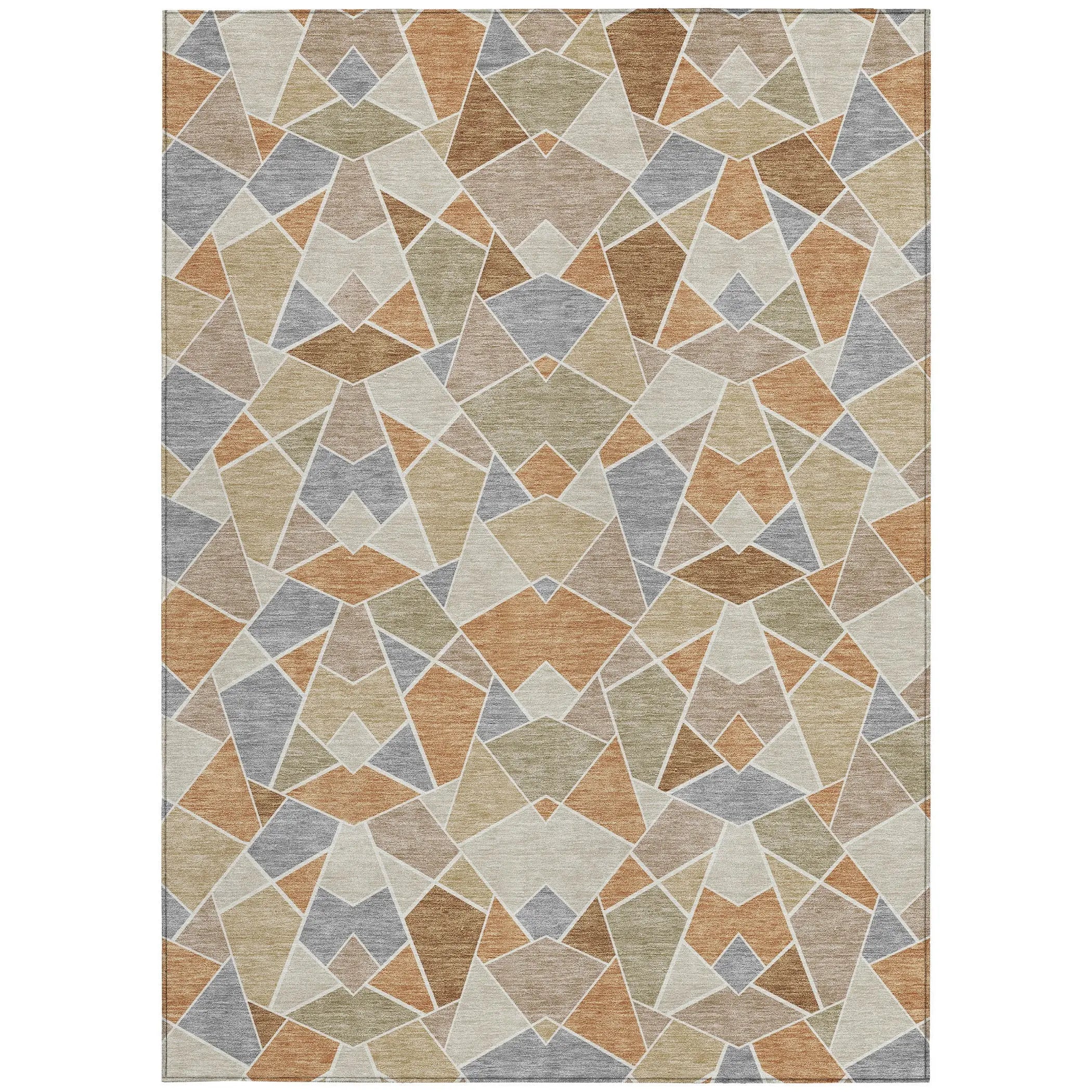 10' X 14' Copper And Beige Geometric Washable Indoor Outdoor Area Rug Homeroots Outdoor