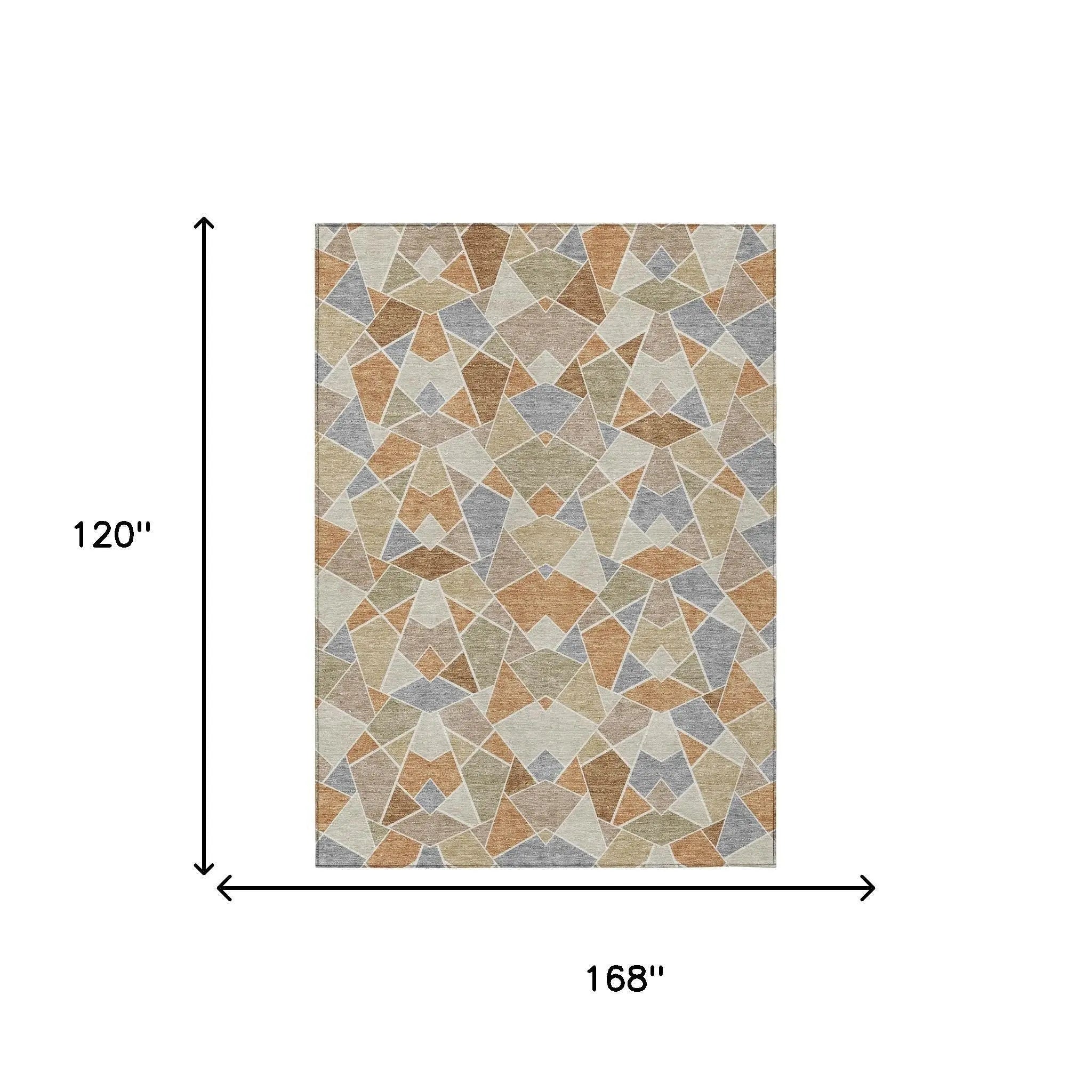 10' X 14' Copper And Beige Geometric Washable Indoor Outdoor Area Rug Homeroots Outdoor