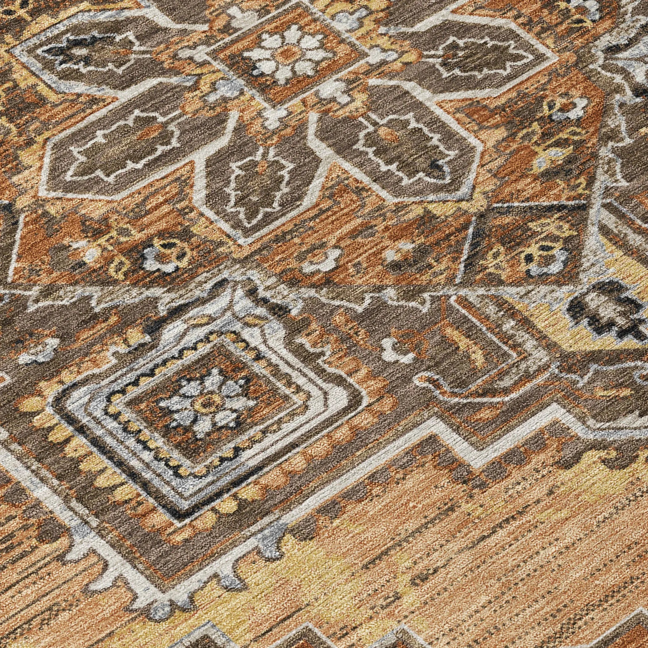 10' X 14' Copper And Beige Oriental Washable Indoor Outdoor Area Rug Homeroots Outdoor