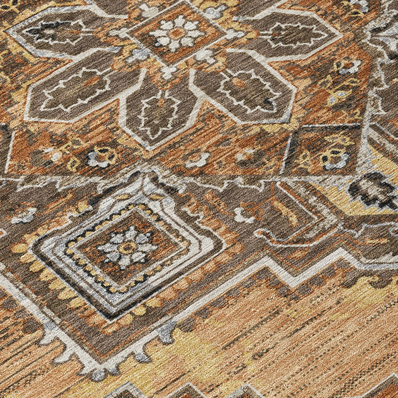 10' X 14' Copper And Beige Oriental Washable Indoor Outdoor Area Rug Homeroots Outdoor