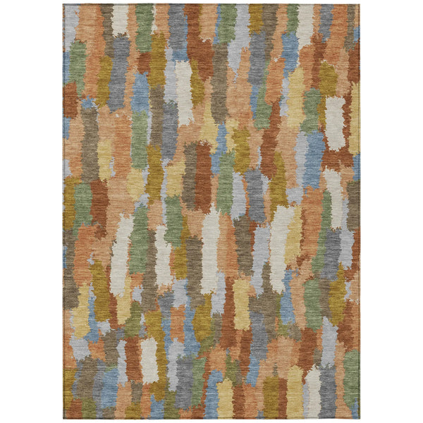 10' X 14' Copper And Chocolate Striped Washable Indoor Outdoor Area Rug Homeroots Outdoor