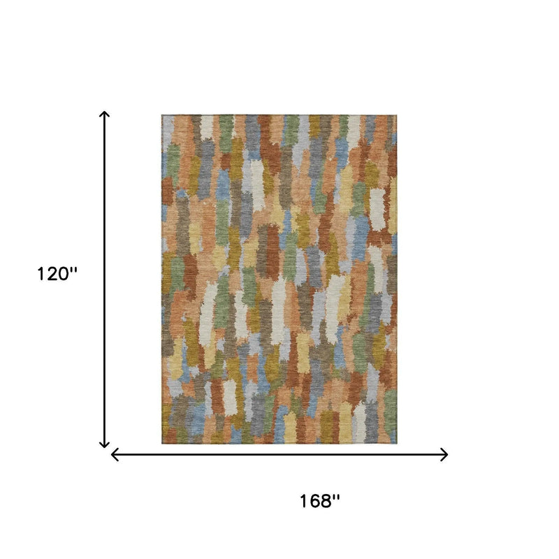 10' X 14' Copper And Chocolate Striped Washable Indoor Outdoor Area Rug Homeroots Outdoor