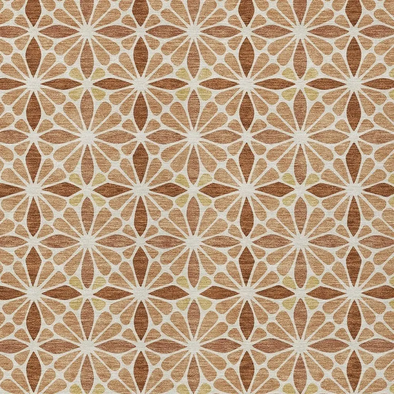 10' X 14' Copper And Gold Geometric Washable Indoor Outdoor Area Rug Homeroots Outdoor