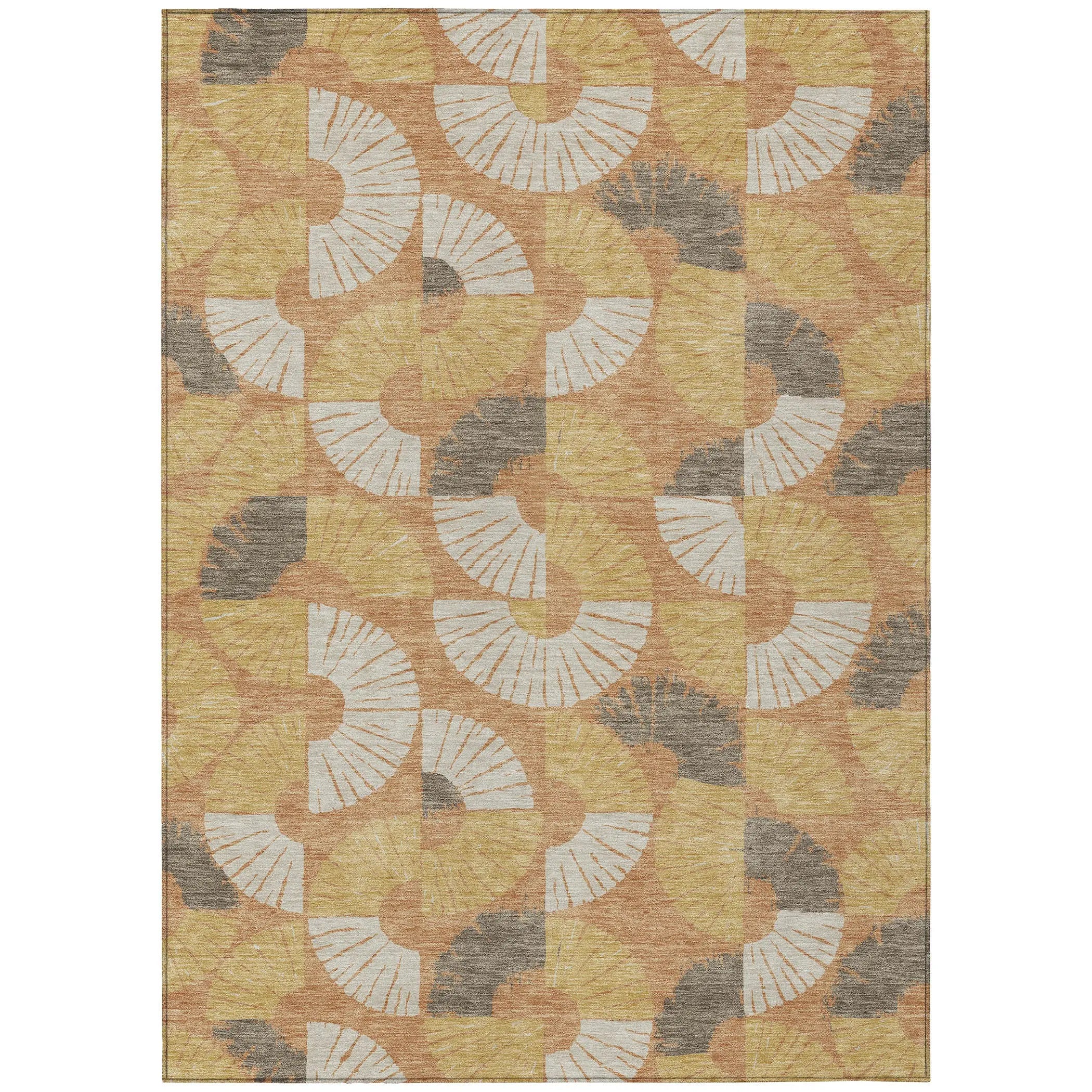 10' X 14' Copper And Gold Geometric Washable Indoor Outdoor Area Rug Homeroots Outdoor