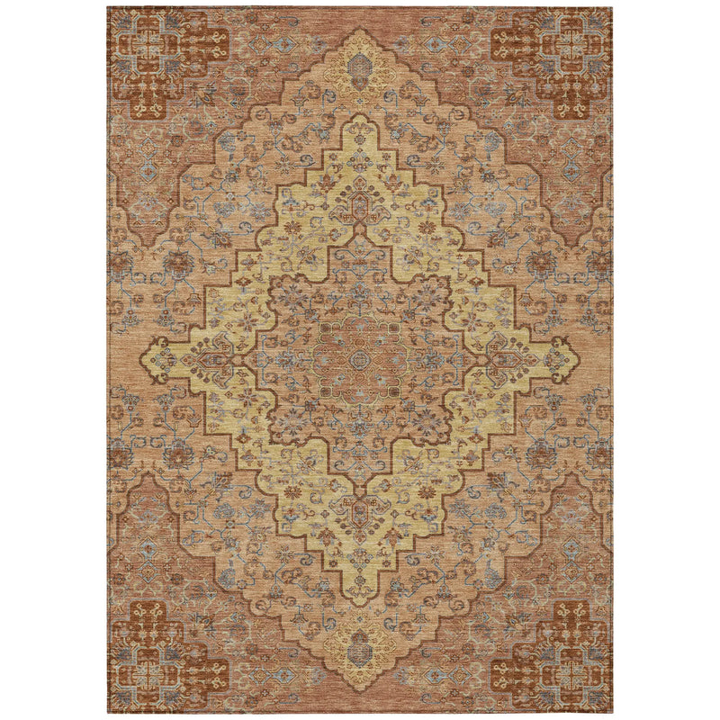 10' X 14' Copper And Gold Medallion Washable Indoor Outdoor Area Rug Homeroots Outdoor