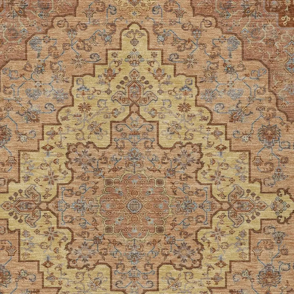 10' X 14' Copper And Gold Medallion Washable Indoor Outdoor Area Rug Homeroots Outdoor