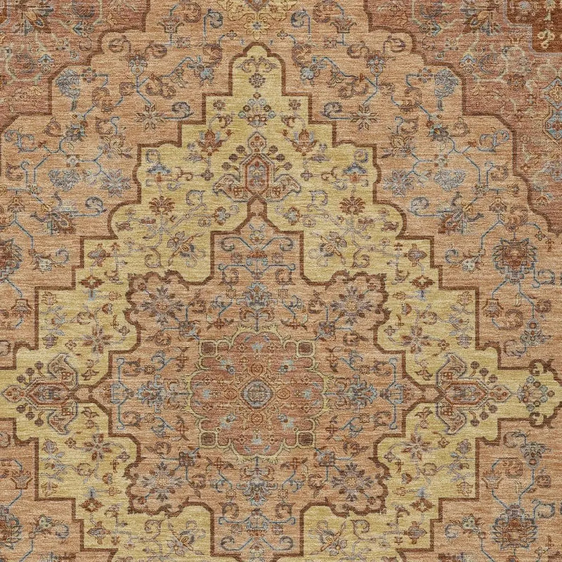 10' X 14' Copper And Gold Medallion Washable Indoor Outdoor Area Rug Homeroots Outdoor