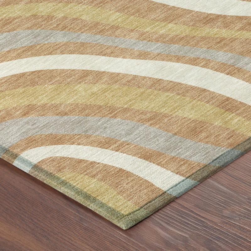 10' X 14' Copper And Gold Striped Washable Indoor Outdoor Area Rug Homeroots Outdoor
