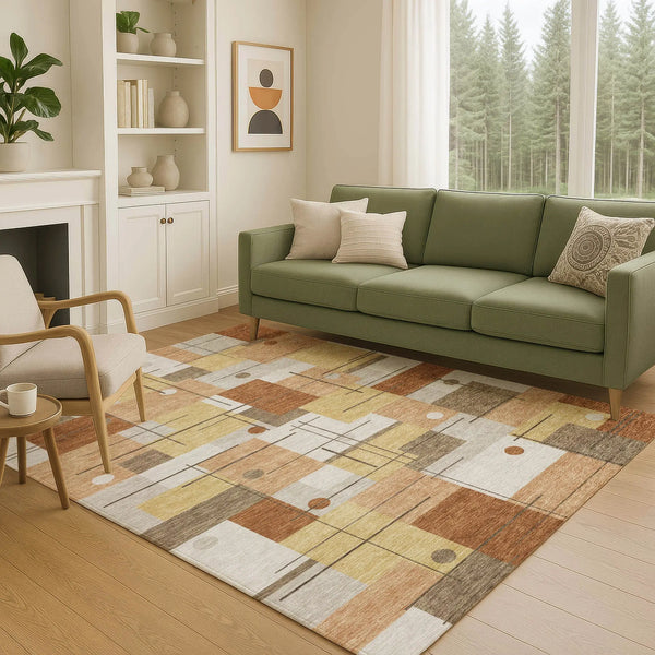10' X 14' Copper And Graphite Geometric Washable Indoor Outdoor Area Rug Homeroots Outdoor