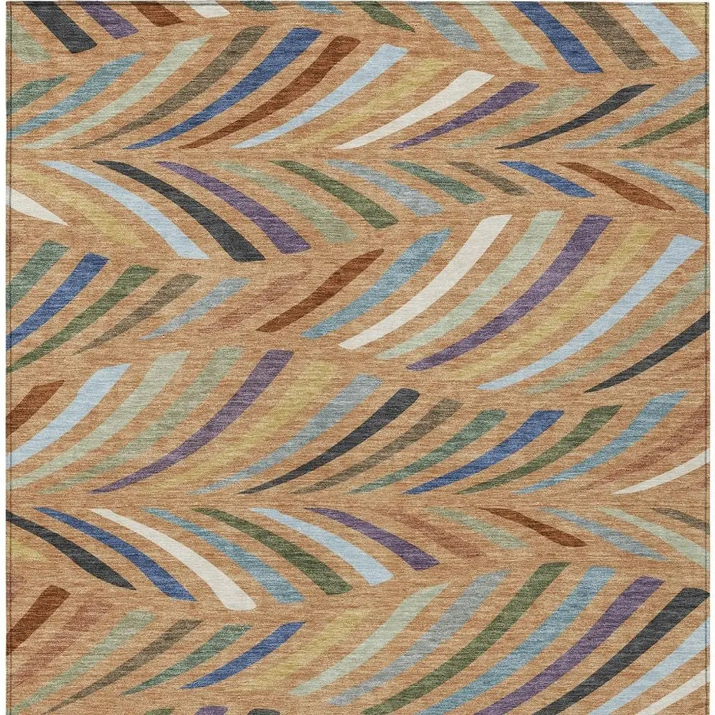 10' X 14' Copper And Green Abstract Washable Indoor Outdoor Area Rug Homeroots Outdoor