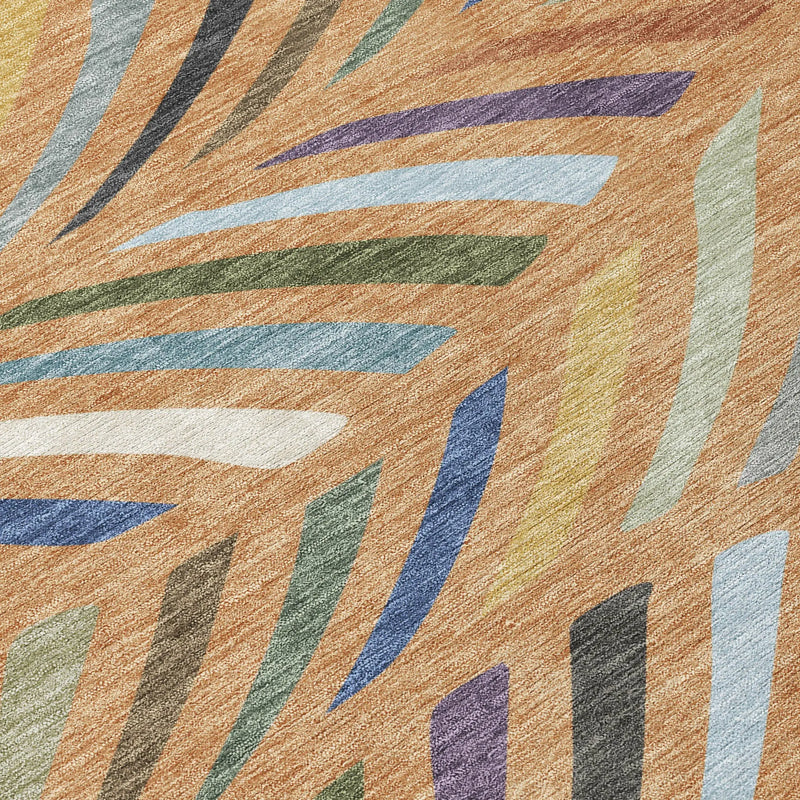 10' X 14' Copper And Green Abstract Washable Indoor Outdoor Area Rug Homeroots Outdoor