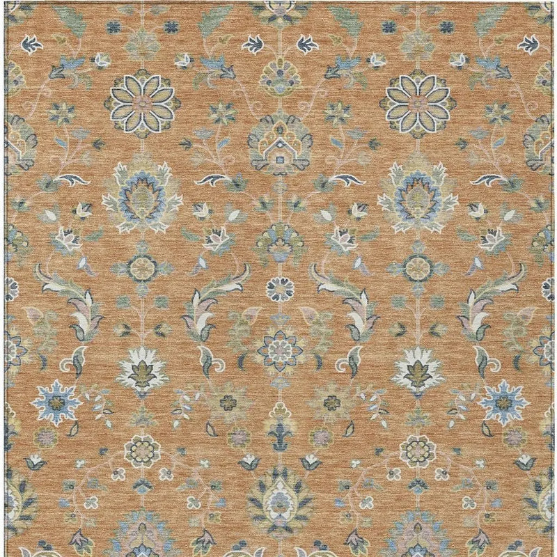 10' X 14' Copper And Green Abstract Washable Indoor Outdoor Area Rug Homeroots Outdoor