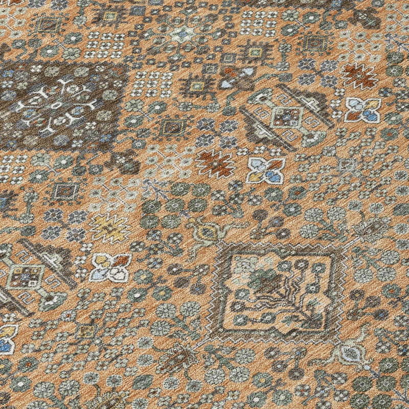 10' X 14' Copper And Green Geometric Washable Indoor Outdoor Area Rug Homeroots Outdoor