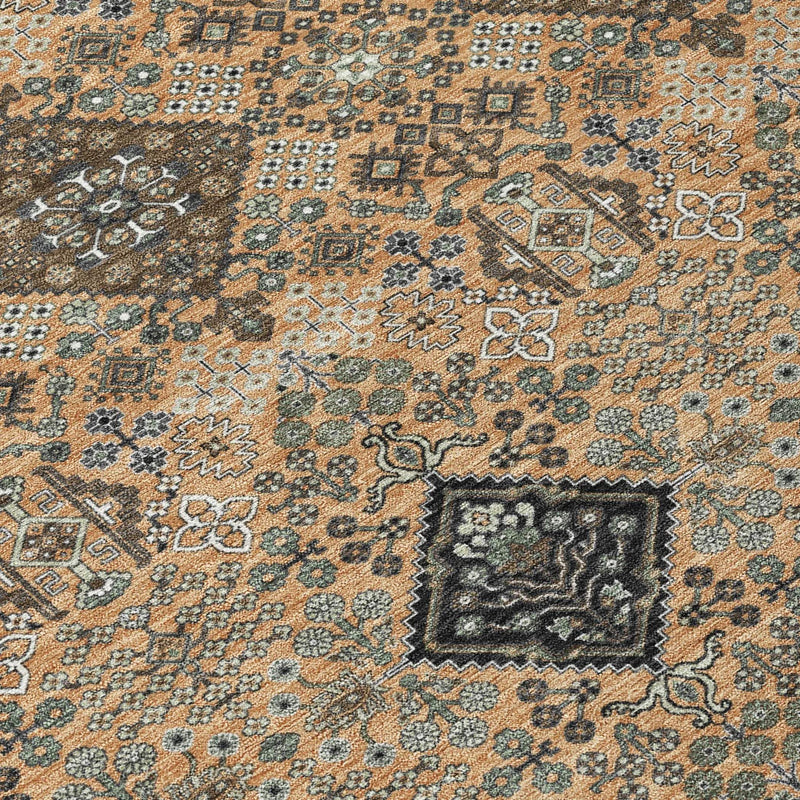 10' X 14' Copper And Green Geometric Washable Indoor Outdoor Area Rug Homeroots Outdoor