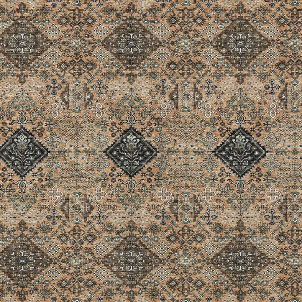 10' X 14' Copper And Green Geometric Washable Indoor Outdoor Area Rug Homeroots Outdoor