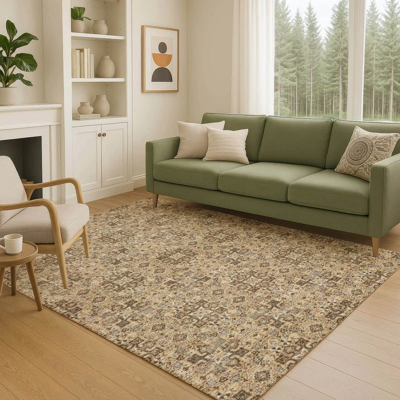 10' X 14' Copper And Green Oriental Washable Indoor Outdoor Area Rug Homeroots Outdoor