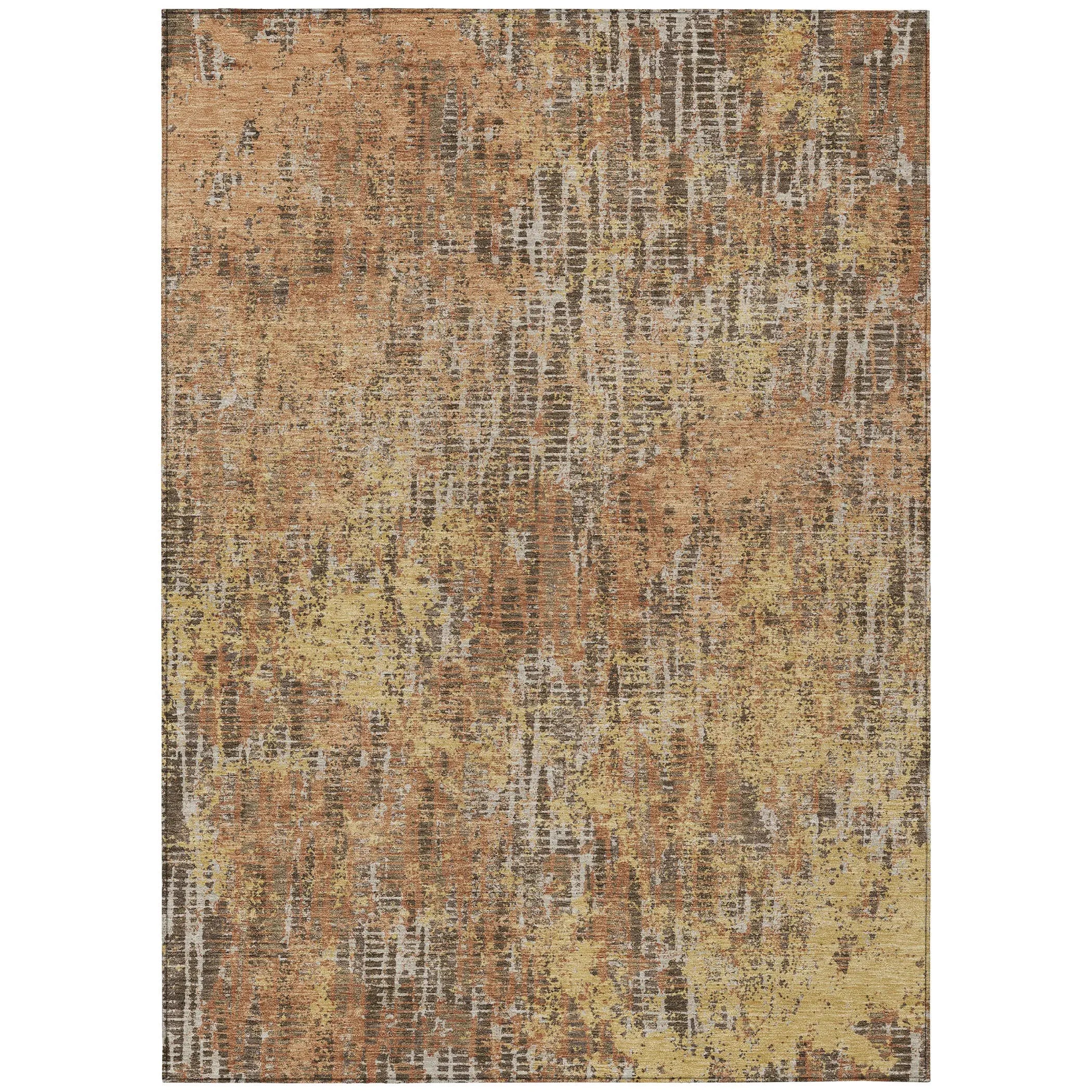 10' X 14' Copper And Ivory Abstract Washable Indoor Outdoor Area Rug Homeroots Outdoor