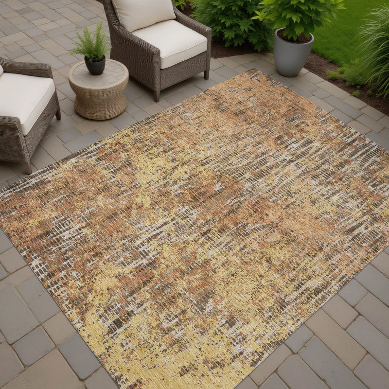 10' X 14' Copper And Ivory Abstract Washable Indoor Outdoor Area Rug Homeroots Outdoor