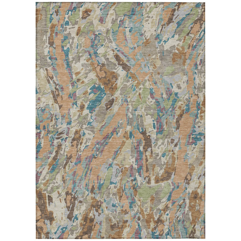 10' X 14' Copper And Ivory Abstract Washable Indoor Outdoor Area Rug Homeroots Outdoor