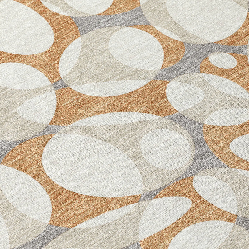 10' X 14' Copper And Ivory Abstract Washable Indoor Outdoor Area Rug Homeroots Outdoor