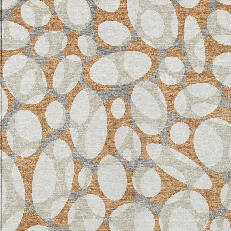 10' X 14' Copper And Ivory Abstract Washable Indoor Outdoor Area Rug Homeroots Outdoor