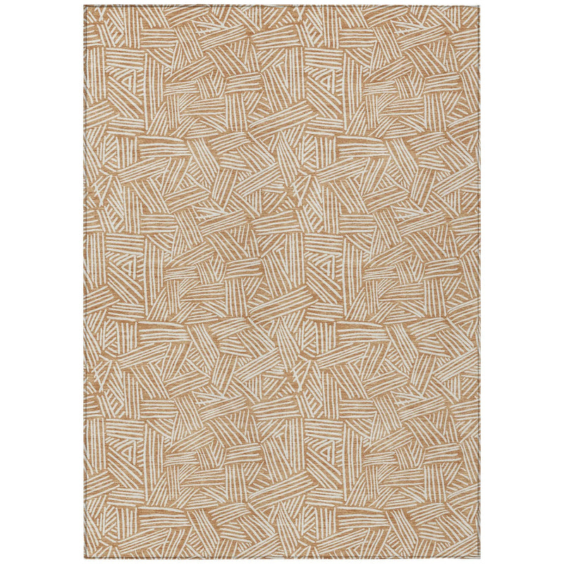 10' X 14' Copper And Ivory Geometric Washable Indoor Outdoor Area Rug Homeroots Outdoor