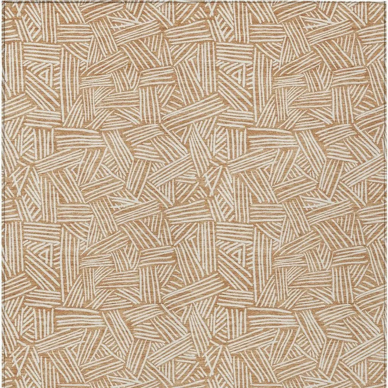 10' X 14' Copper And Ivory Geometric Washable Indoor Outdoor Area Rug Homeroots Outdoor