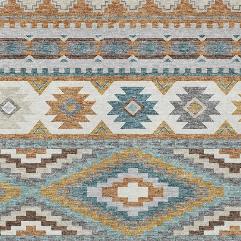 10' X 14' Copper And Ivory Southwestern Washable Indoor Outdoor Area Rug Homeroots Outdoor