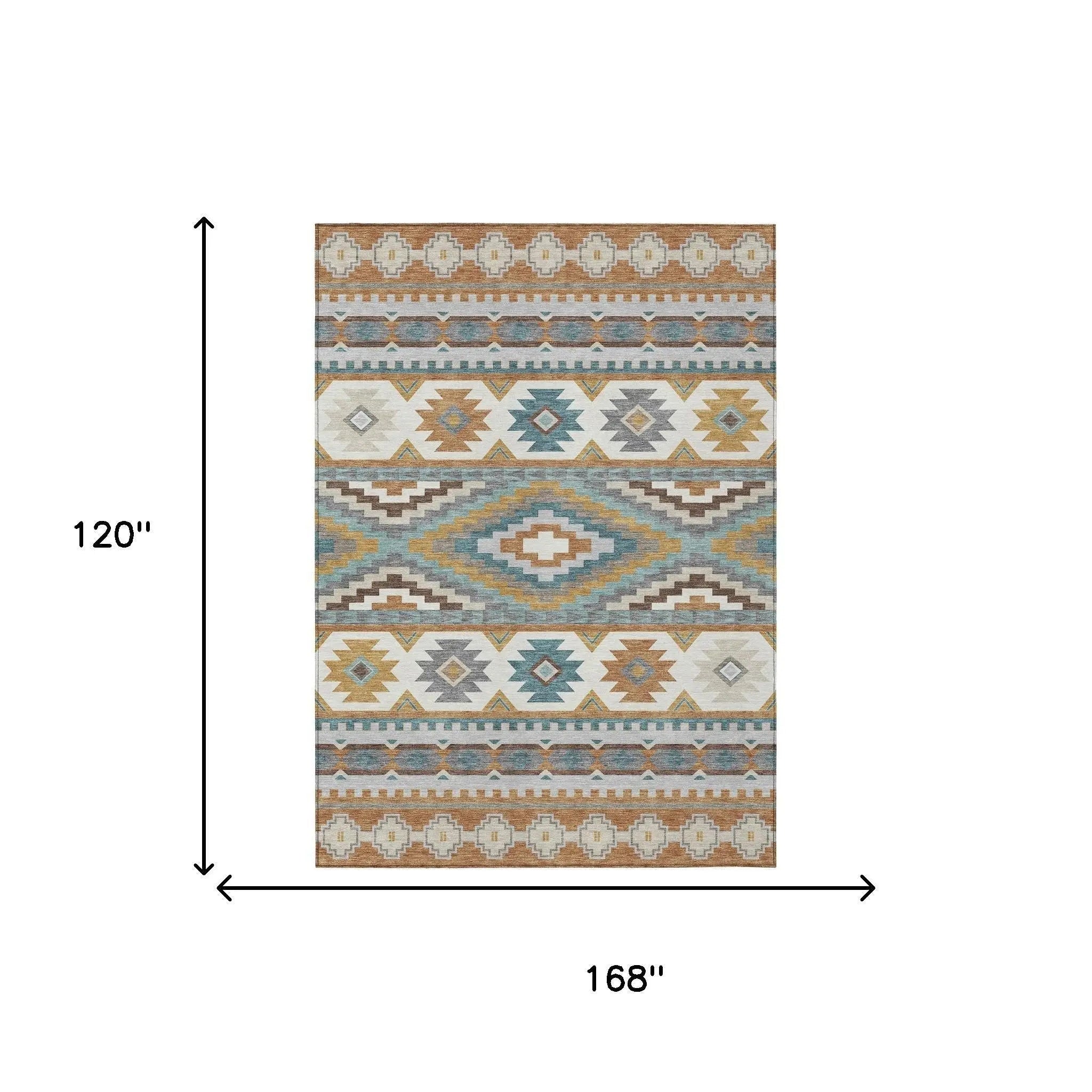 10' X 14' Copper And Ivory Southwestern Washable Indoor Outdoor Area Rug Homeroots Outdoor