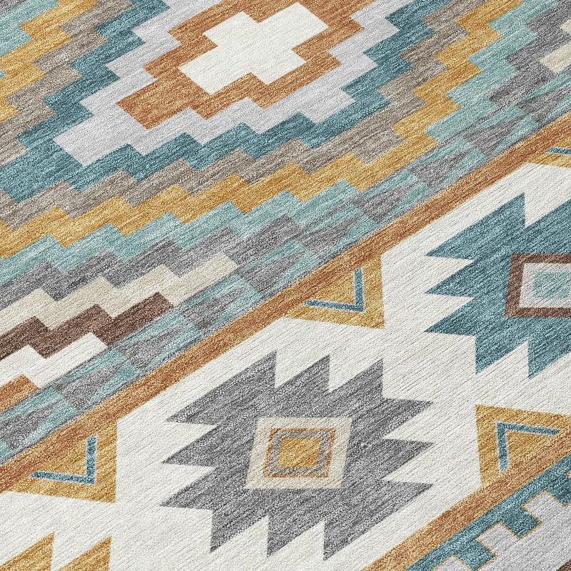 10' X 14' Copper And Ivory Southwestern Washable Indoor Outdoor Area Rug Homeroots Outdoor