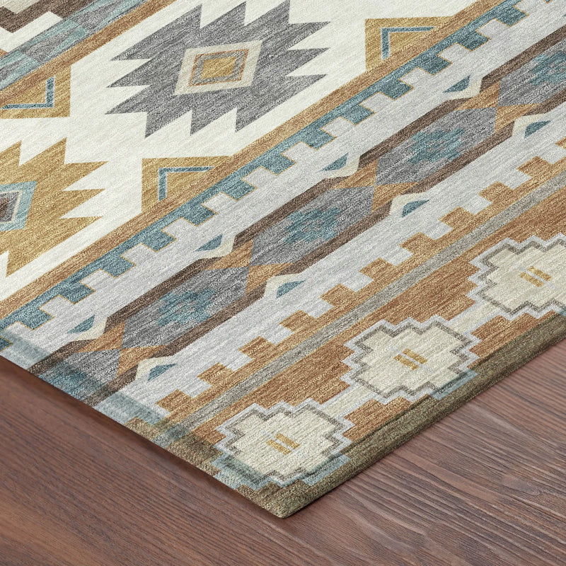 10' X 14' Copper And Ivory Southwestern Washable Indoor Outdoor Area Rug Homeroots Outdoor