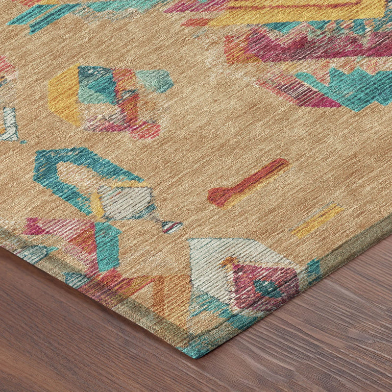 10' X 14' Copper And Ivory Tribal Washable Indoor Outdoor Area Rug Homeroots Outdoor