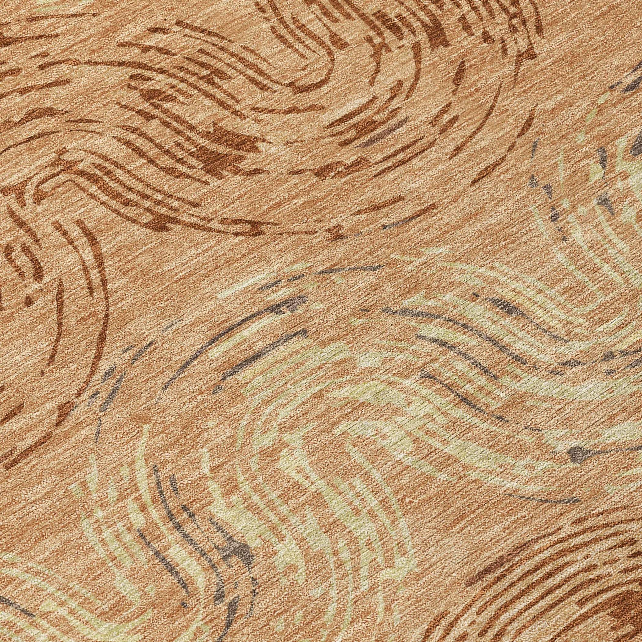 10' X 14' Copper And Orange Abstract Washable Indoor Outdoor Area Rug Homeroots Outdoor